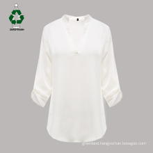 Rpet V-neck tulle blouse can be recycled loose and comfortable blouse for ladies recycle t shirt woman